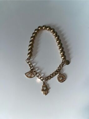 Gold Charm Hamsa & Evil Eye Bracelet - Women Jewelry